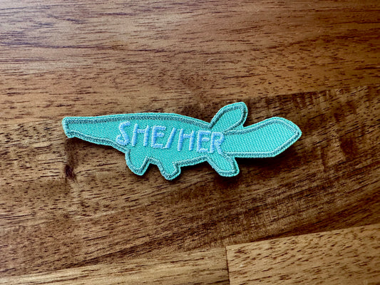 She/Her Fish Pronoun Sew-on Patch