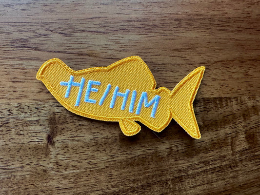 He/Him Fish Pronoun Sew-on Patch
