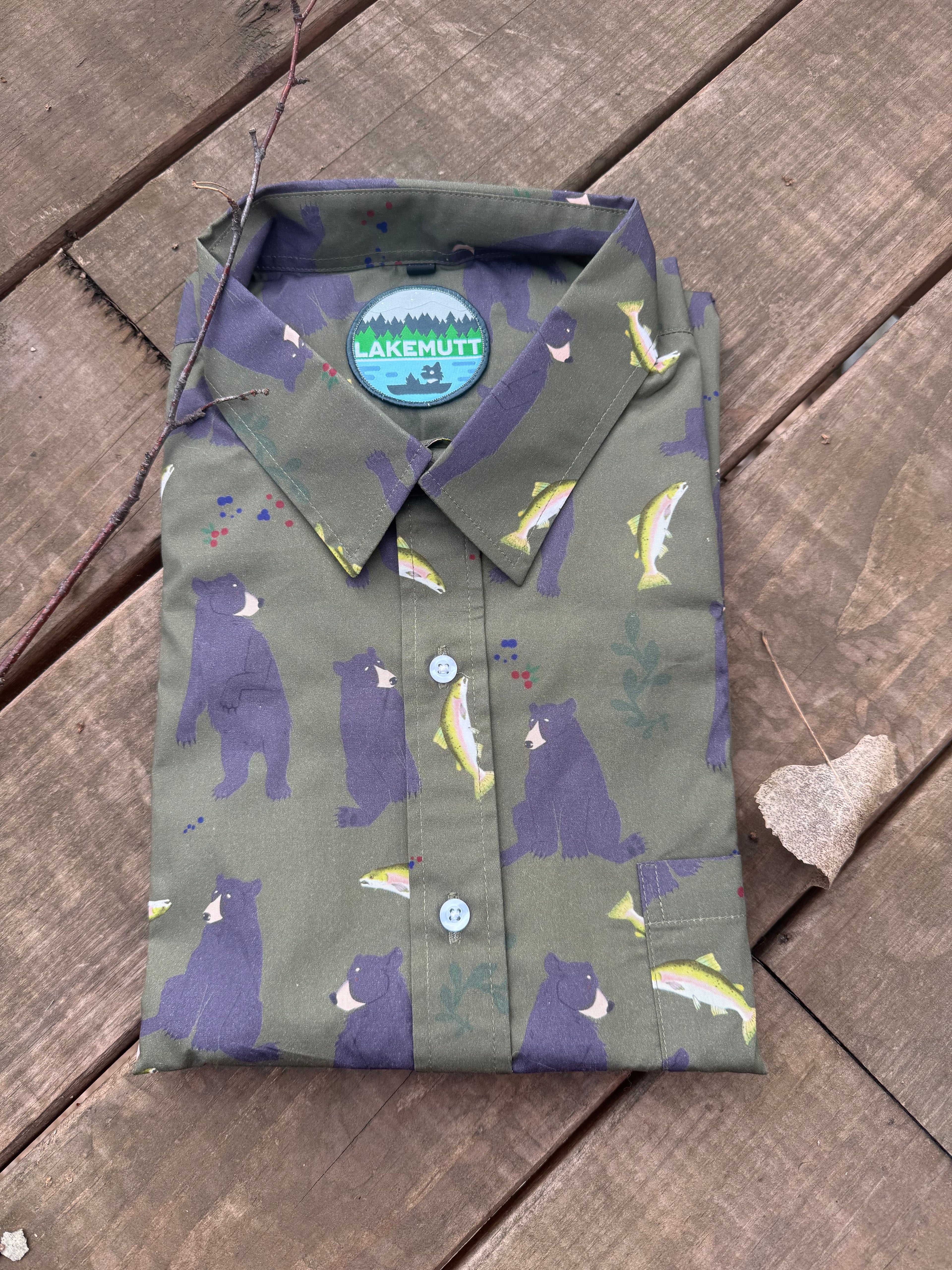 Bear Fishing Button up Shirt (PRE-ORDER)