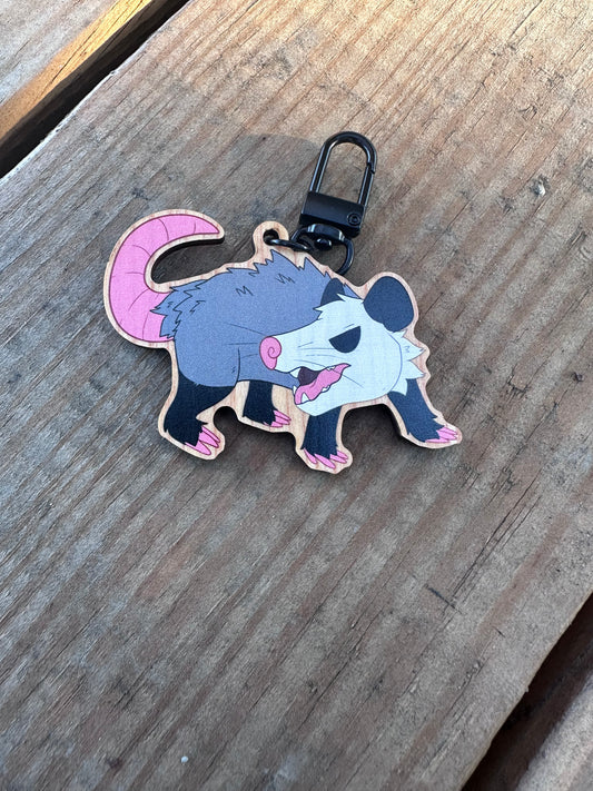 Angy Possum Wooden Charm